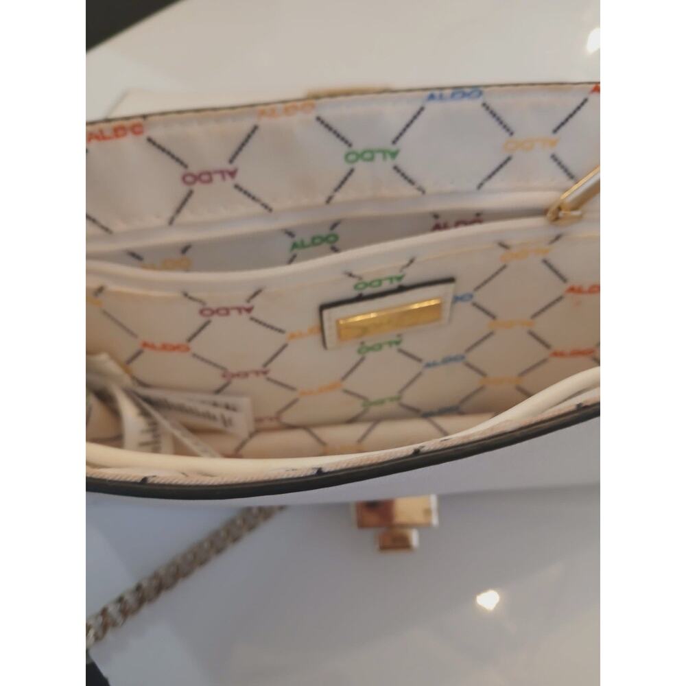 ALDO Rainbow Crossbody Bag White Gold Chain Shine Smile Love Purse - Picture 7 of 11